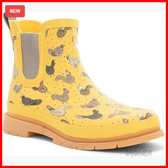 Women's Waterproof Chelsea Rain Boots with Elastic Gore and Lug Outsole